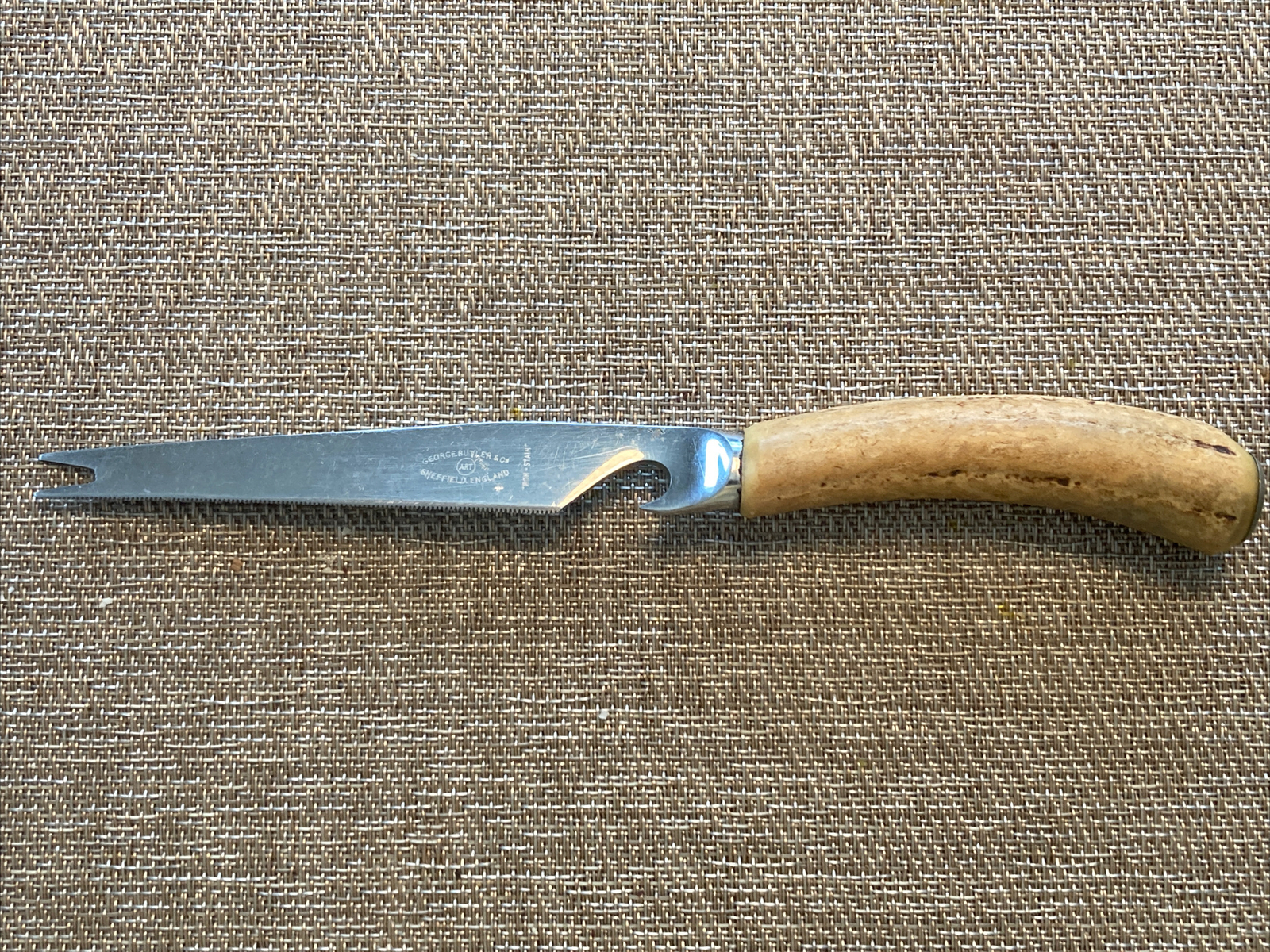 George Butler & Co Sheffield England Stag Deer Antler Knife, Vintage 8.5 Inches