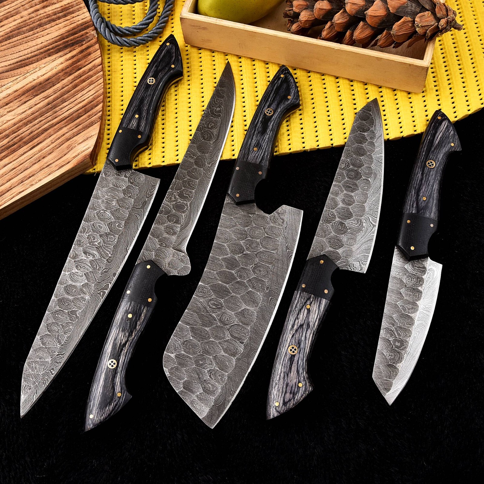 5 pieces chef knives set Damascus steel kitchen knife butcher steak knife x222