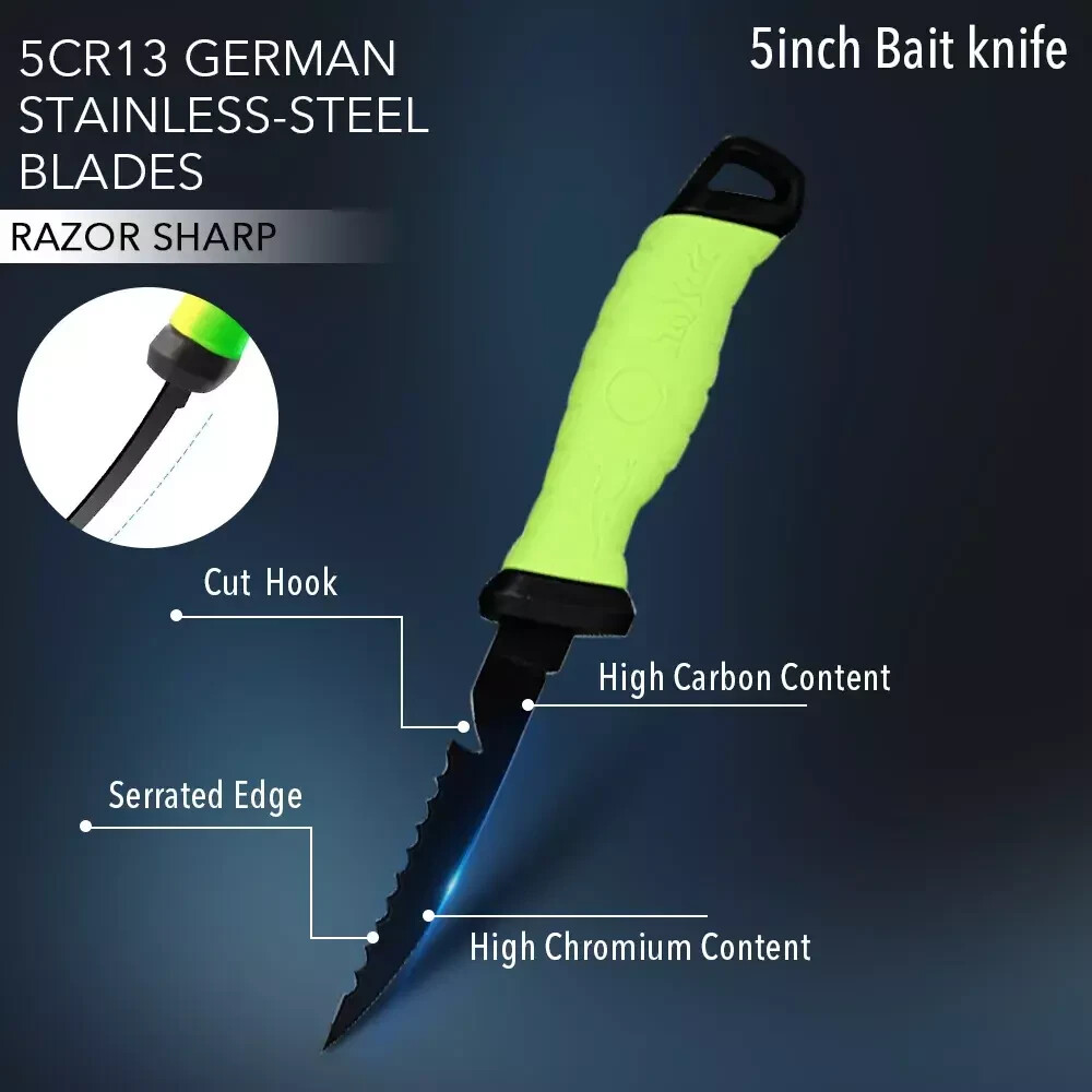 7″ Fishing Fillet Knife 5″ Bait,Meat, Fish Knive w Sheath German Stainless Steel