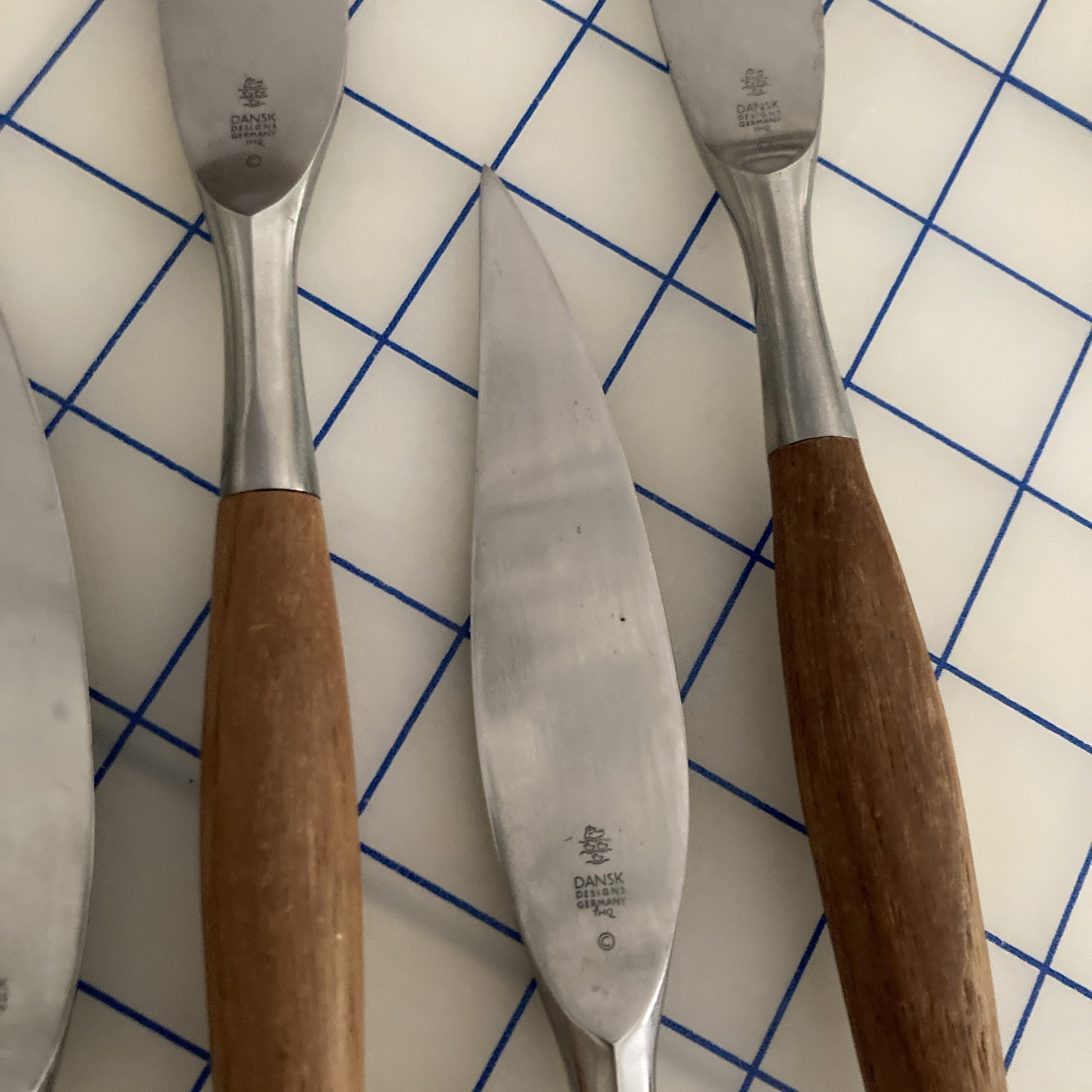 (Set of SEVEN) Dansk Fjord Steak Knives Germany IHQ Teak Handles