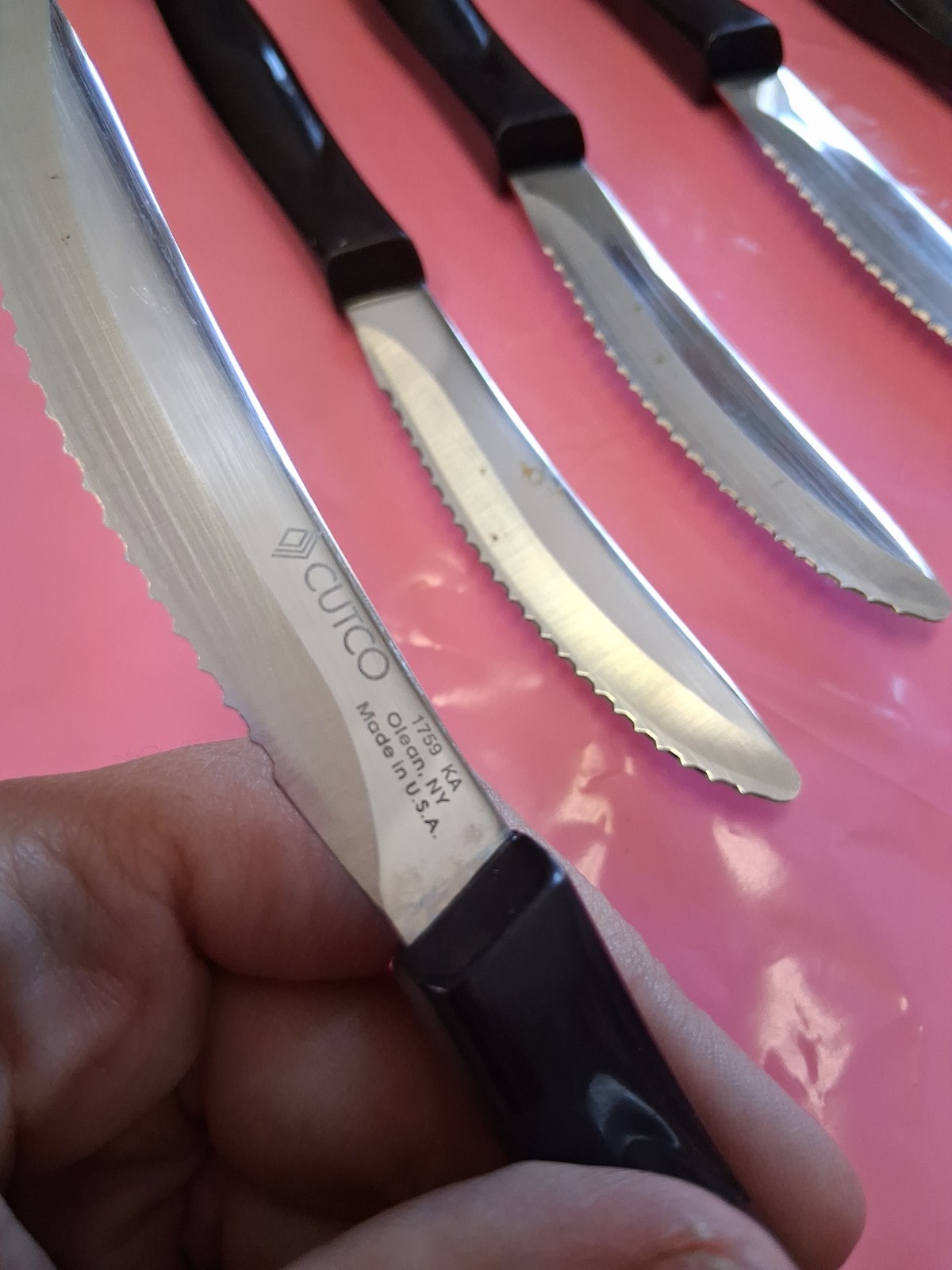 Cutco Knife Set 6 Piece Brown Black With Block Serated 1759