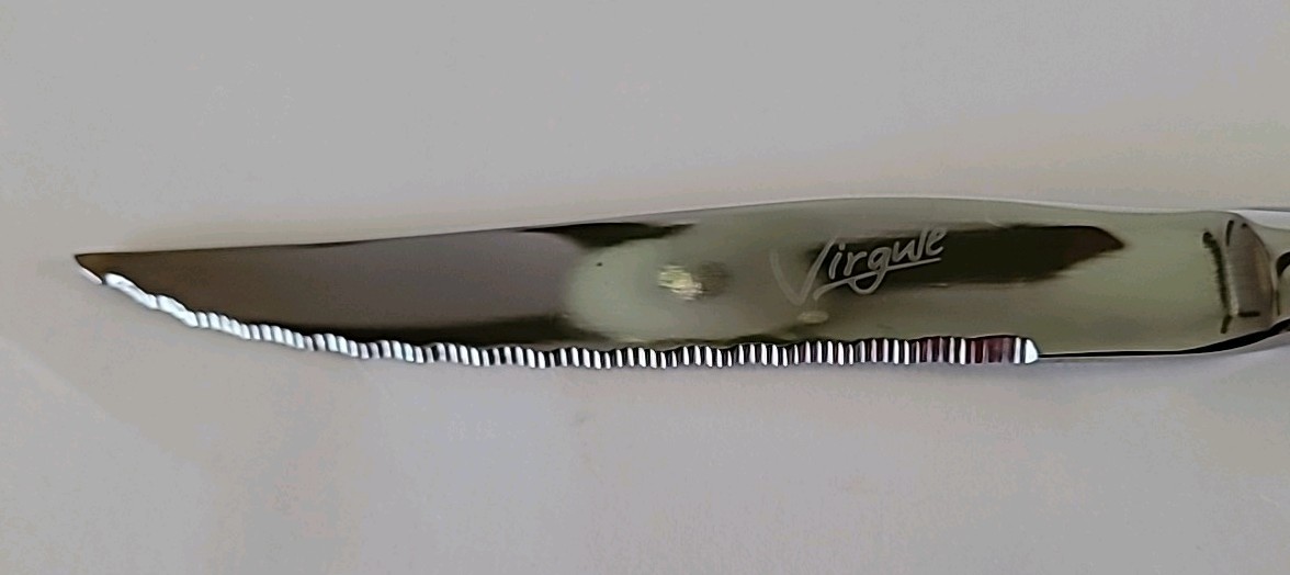 Virgule Steak Knives Set Of 5. High Polished Stainless Steel Blade.Brown Handle.