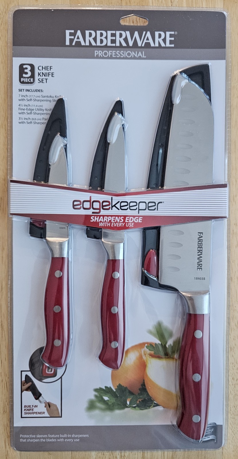 Faberware Professional 3 Piece Chef Knife Set Edgekeeper