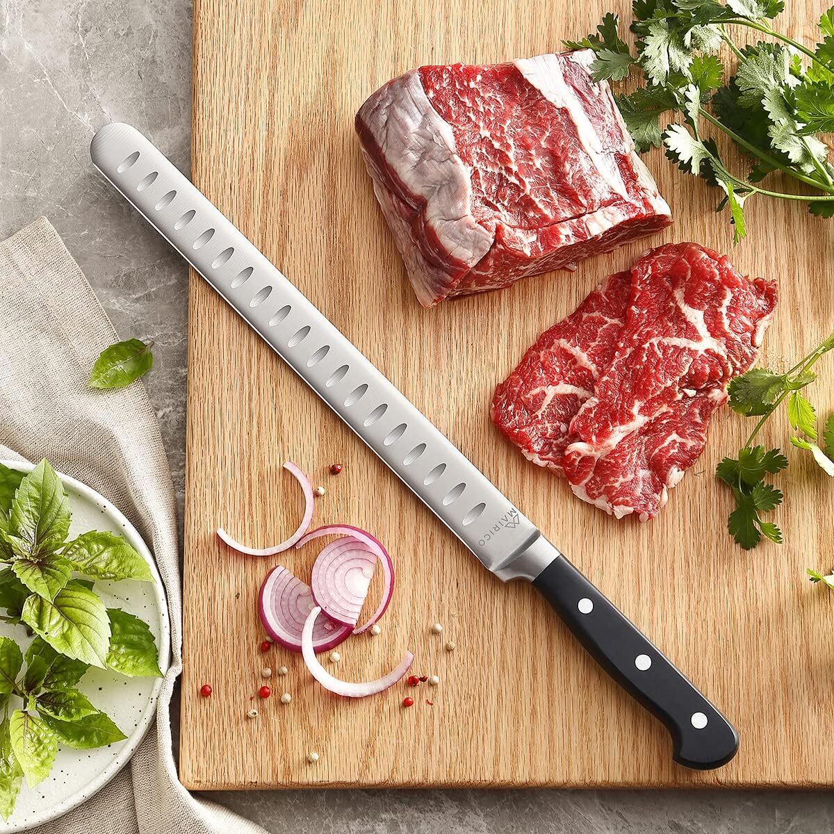Mairico 11 Inch Stainless Steel Slicing Knife For Meat Fruits And Vegetables