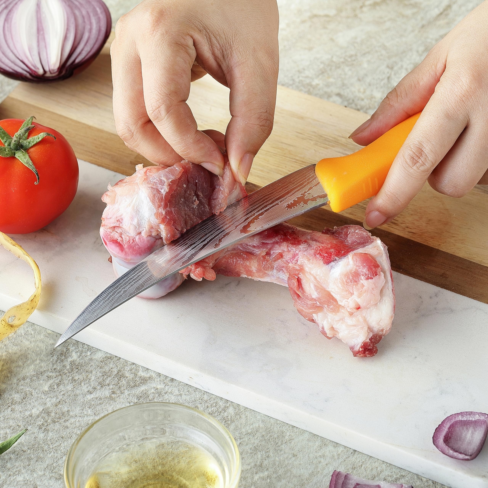 2PCS Curved Boning Knife 6 Inch Deboning Knife Premium Stainless Steel Fillet
