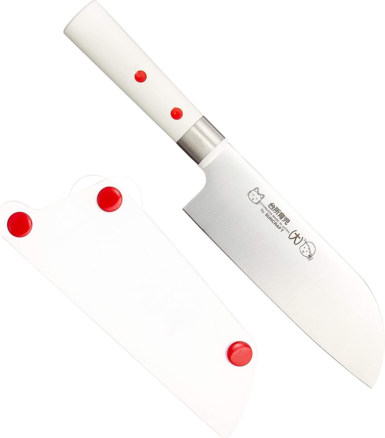 Suncraft Kids Kitchen Knife Large with Cover DI-53 White 23.3 x 4.0 x 1.8 cｍ