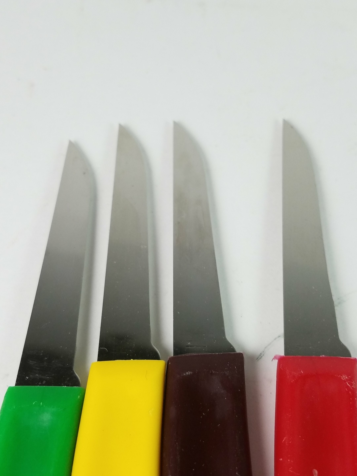 Stainless Paring Knives 4 Pieces Green-Yellow-Brown-Red Handles