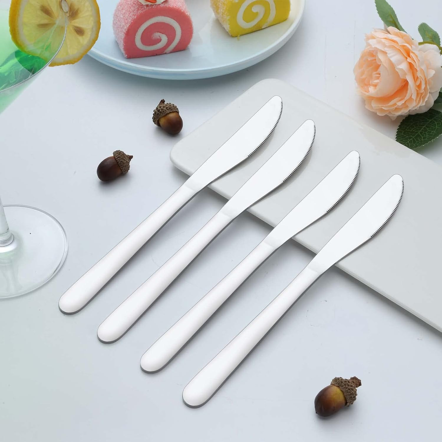 24-Piece Knife Set, 9-Inch Dinner & Butter Knives, Stainless Steel Table Knif…