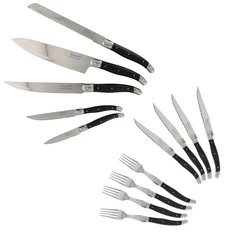 French Home Ultimate 13 Piece Laguiole Kitchen and Steak Knife and Fork Set
