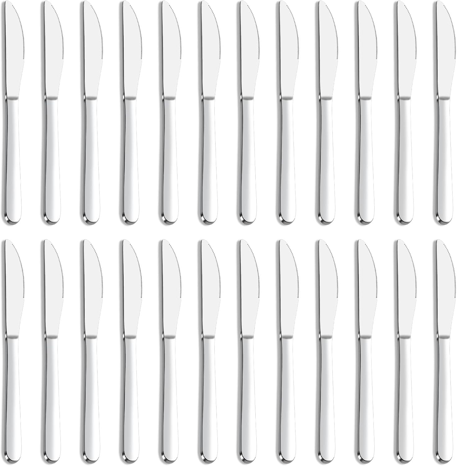24-Piece Knife Set, 9-Inch Dinner & Butter Knives, Stainless Steel Table Knif…