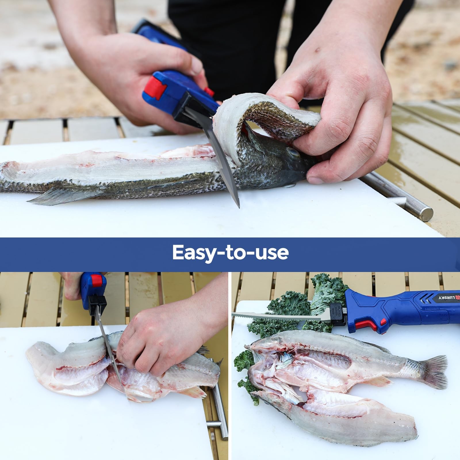 LURSKY Electric Fillet Knife Cordless Rechargeable for Fishing, with Stainles…