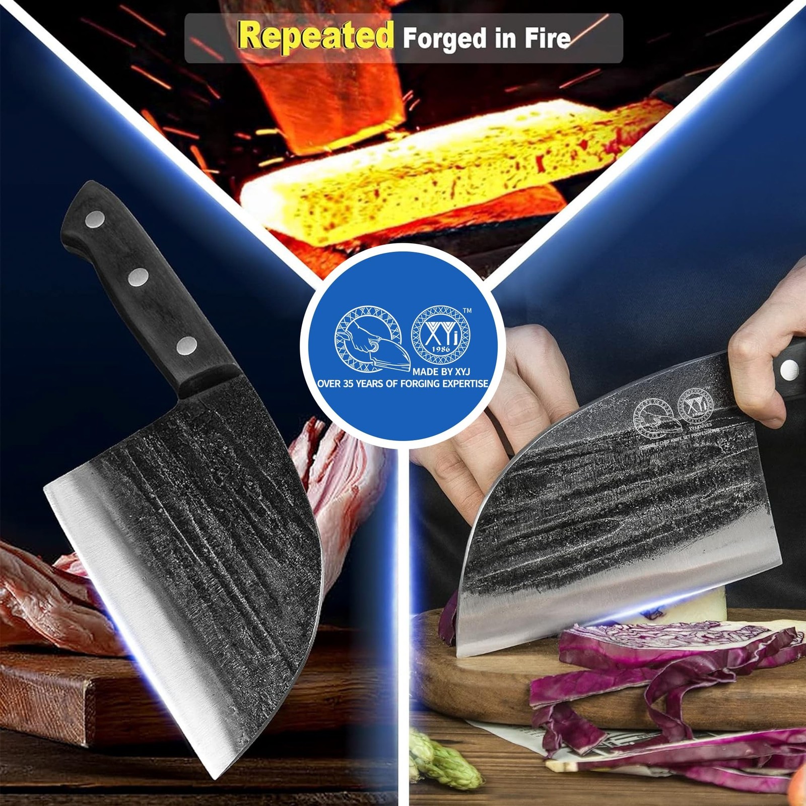 XYJ Authentic Since 1986,6 Inch Serbian Chef Knife With Sheath,Handmade Forge…
