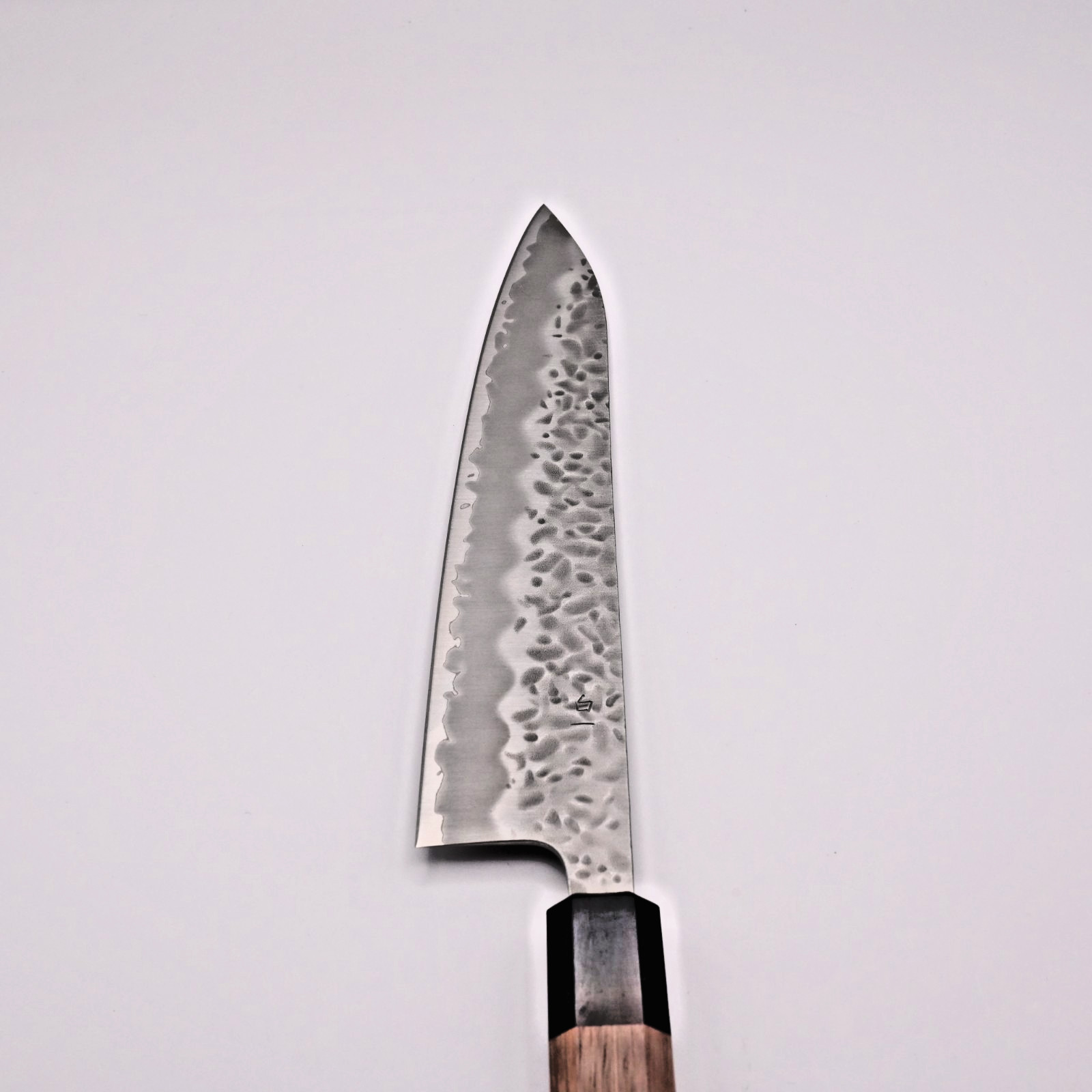 Japanese Gyuto 210mm Shirogami #1 Tsuchime Hand-Forged Walnut Wa Tosa Japan