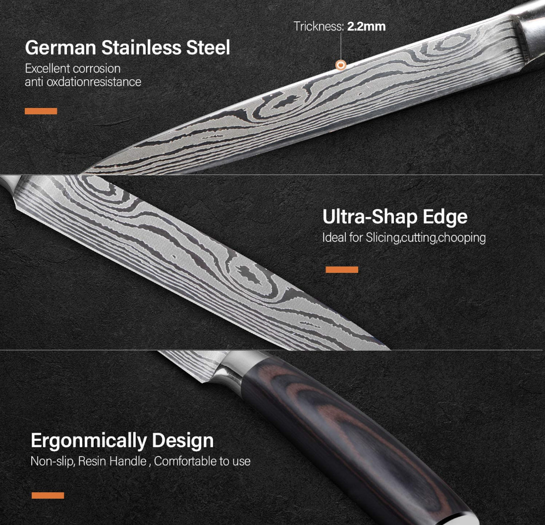 Utility Knife, 5 Inch German Steel Pro Sharp Cooking Kitchen Knife in Gift Box