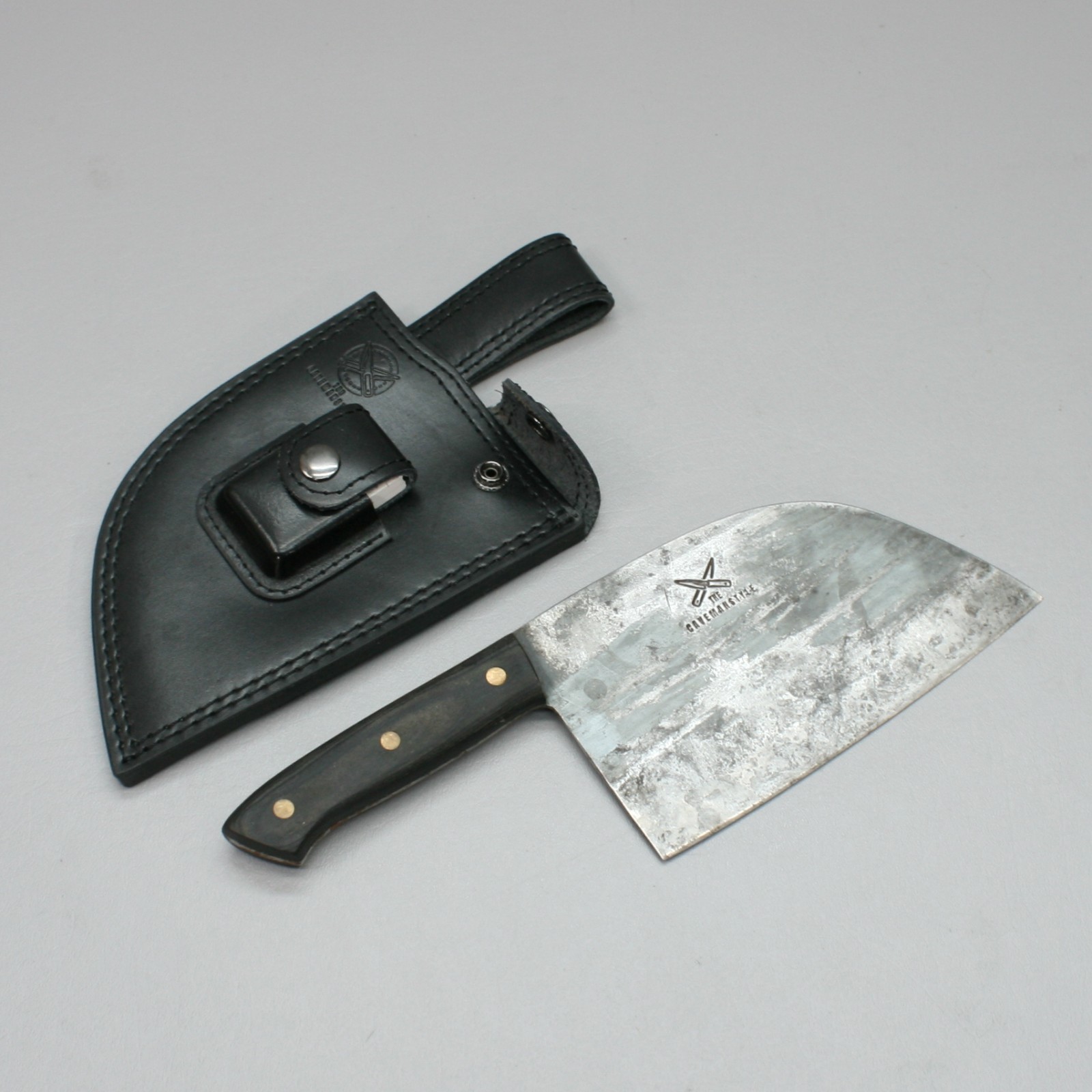 The CavemanStyle Chef Meat Cleaver Leather Sheath Sharpening Stone Caveman Style