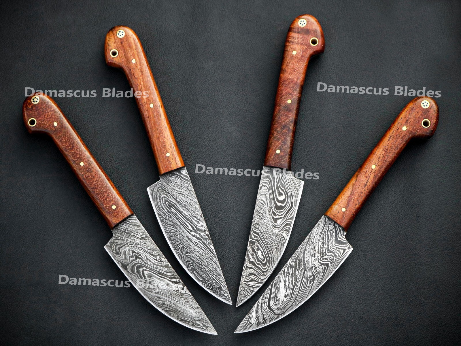 Custom Handmade Forged Damascus Steel Kitchen Chef Steak Knife Set With Wood Box