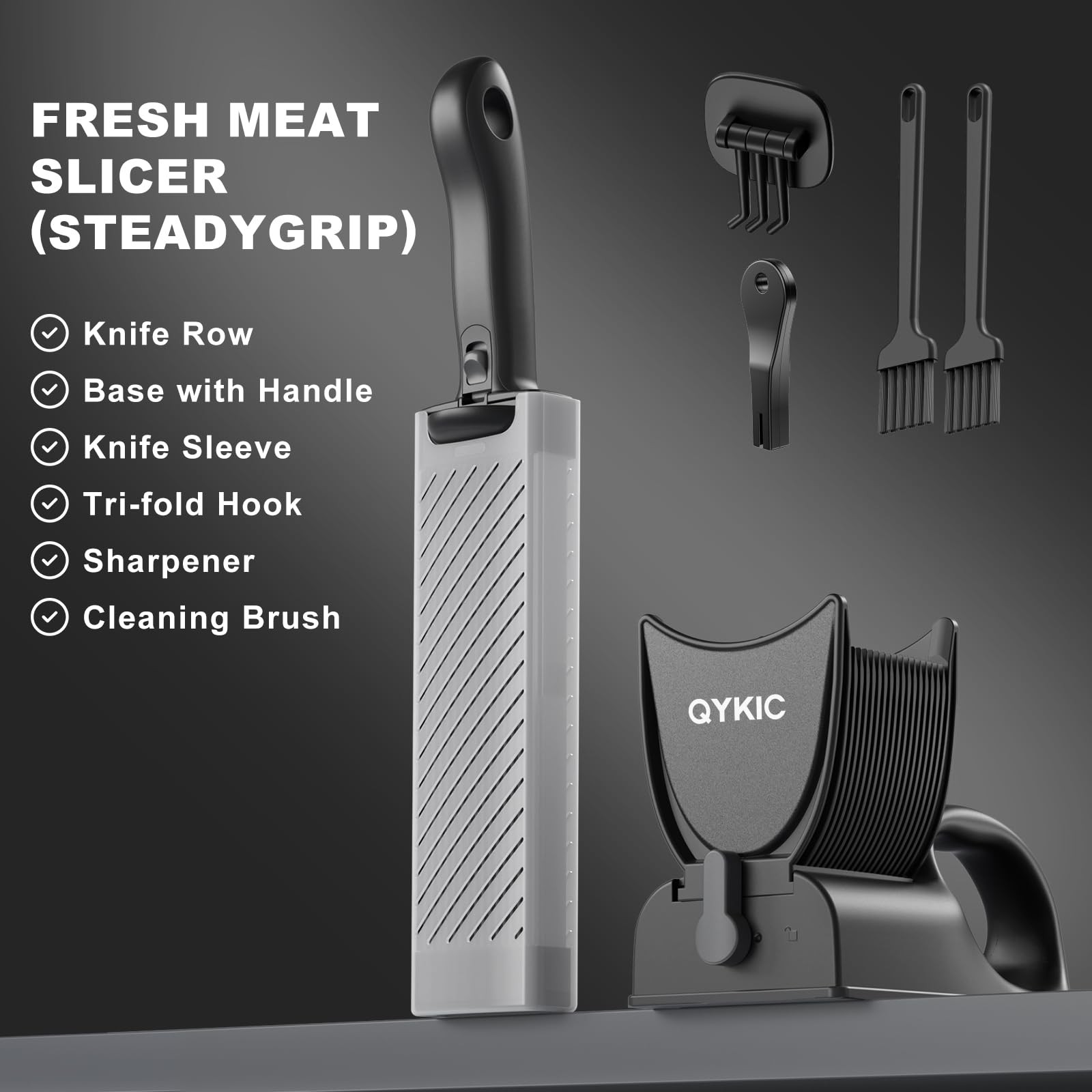 Fresh Meat Slicer with SteadyGrip, Thickness Adjustable 2 or 4 mm, 17 IN 1 St…