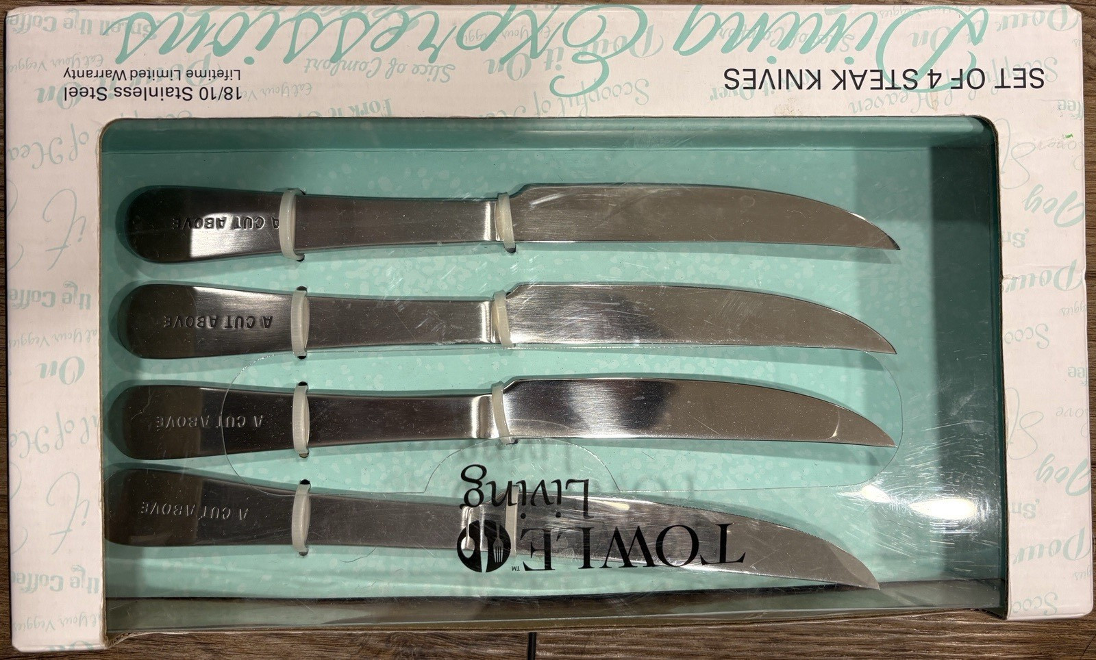 Towle Living A Cut Above 4pc Steak Knife Set 18/10 SS 4.5in Dishwasher Safe