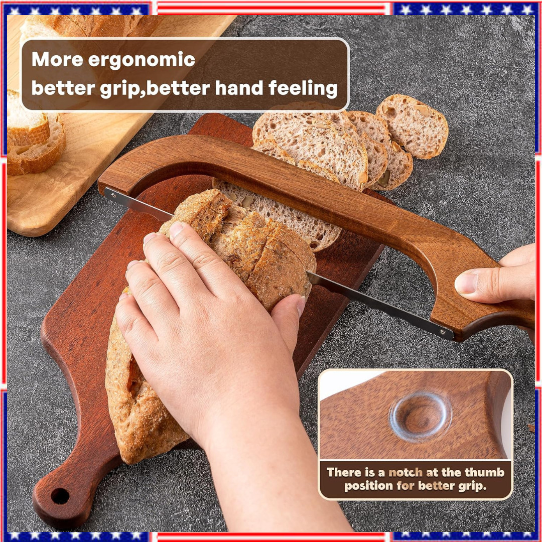 14.5 in Serrated Bread Slicer, Sourdough Bread Knife, Stainless Steel Bow Knife