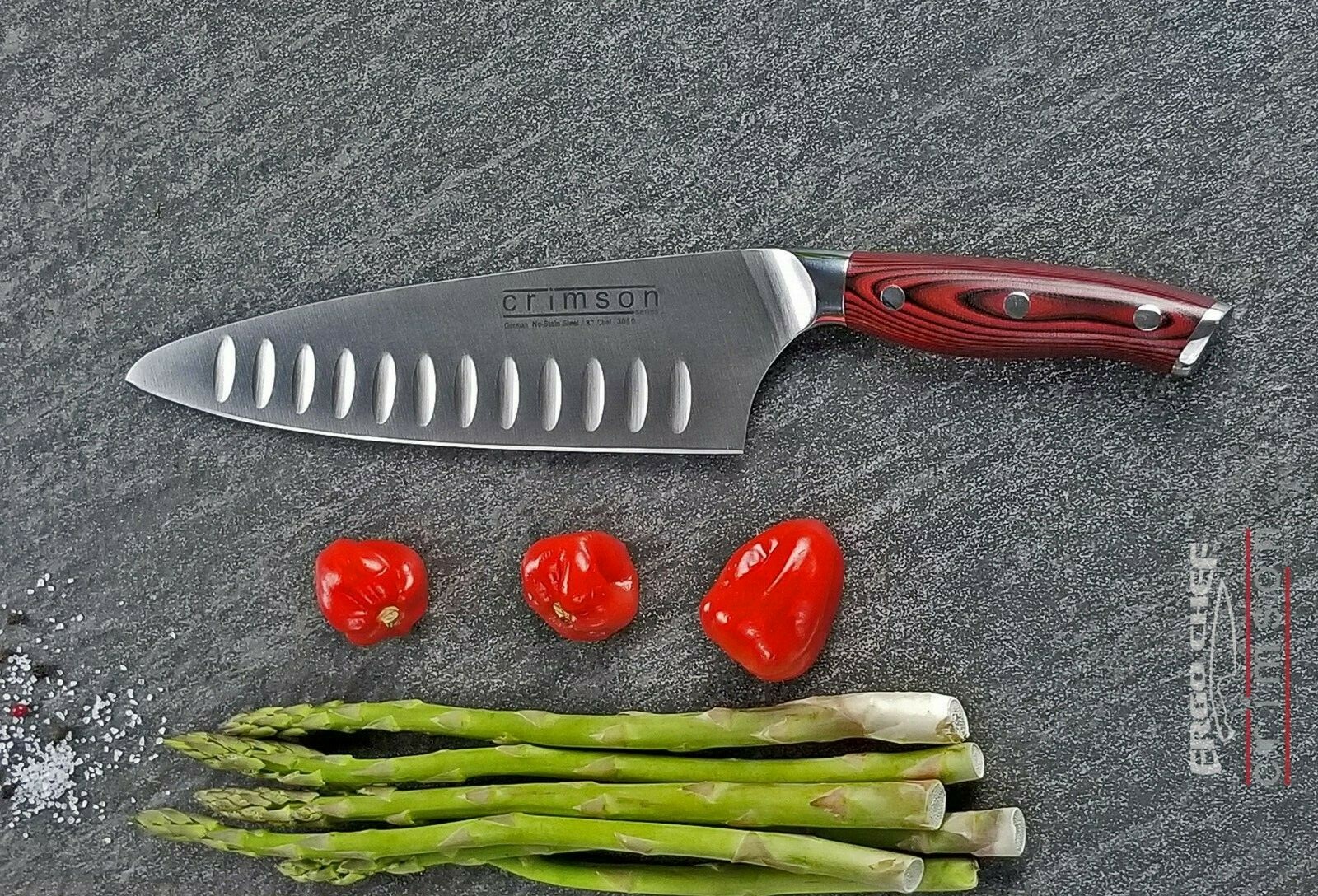 Ergo Chef Crimson Series 6pc Knife Set Chef, Boning Utility, Paring /Edge guards