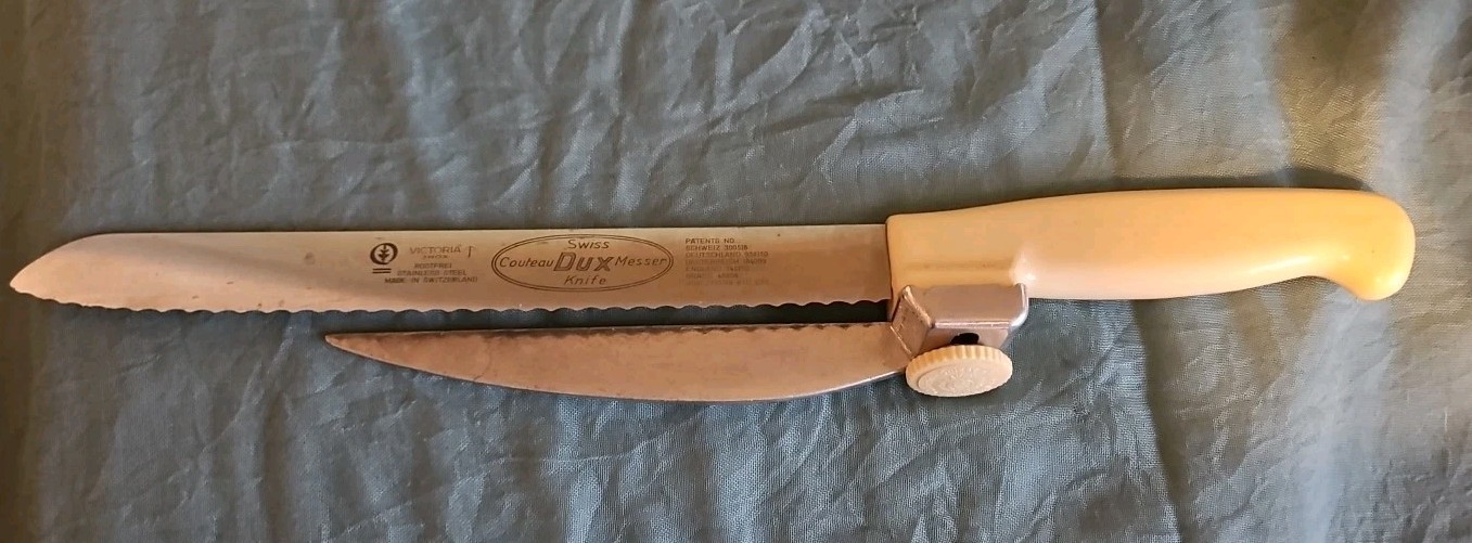 Vintage 1956 Victorinox. Swiss Couteau Dux Knife White Handle Stainless Steel
