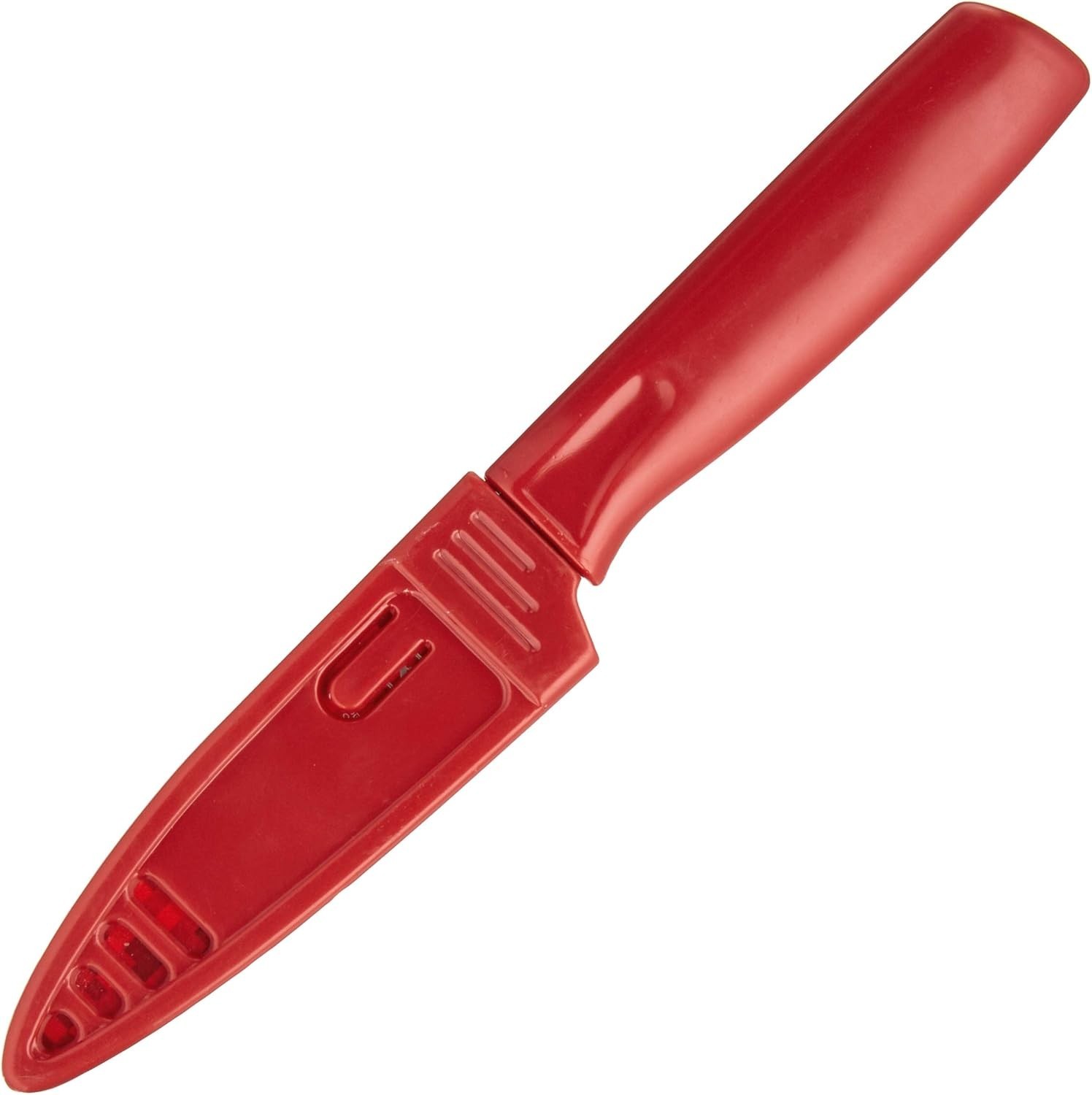 High-Carbon Steel Non-Stick Paring Knife – 4″ Red Knife with Protective Sheath