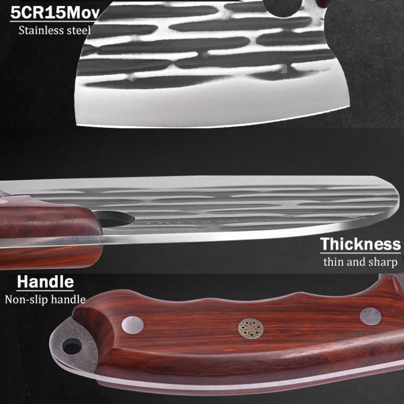 4PCS Stainless Steel Boning Knife Handmade Meat Cleaver Camping Kitchen Knife