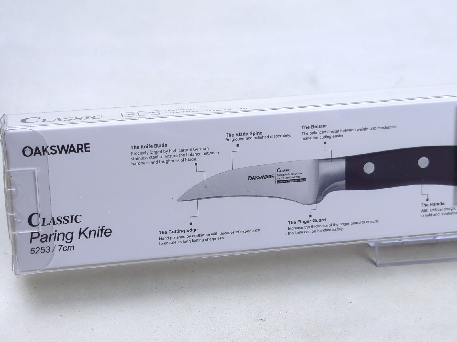 OAKSWARE Classic 2.75″ PEELING Knife, Curve Blade, German X50CrMoV15 Steel, 6253