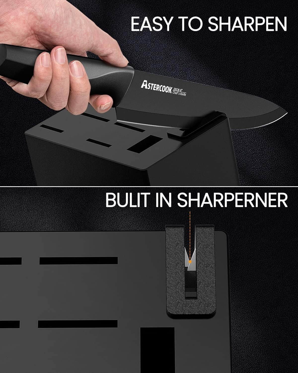 Knife Set, Kitchen Knife Set with Built-in Sharpener Block, Dishwasher Safe, …