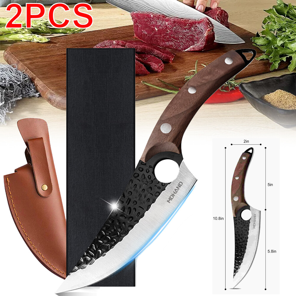 2PCS Chef Knife with Sheath Multipurpose Sharp Kitchen Knife Butcher Knife Set
