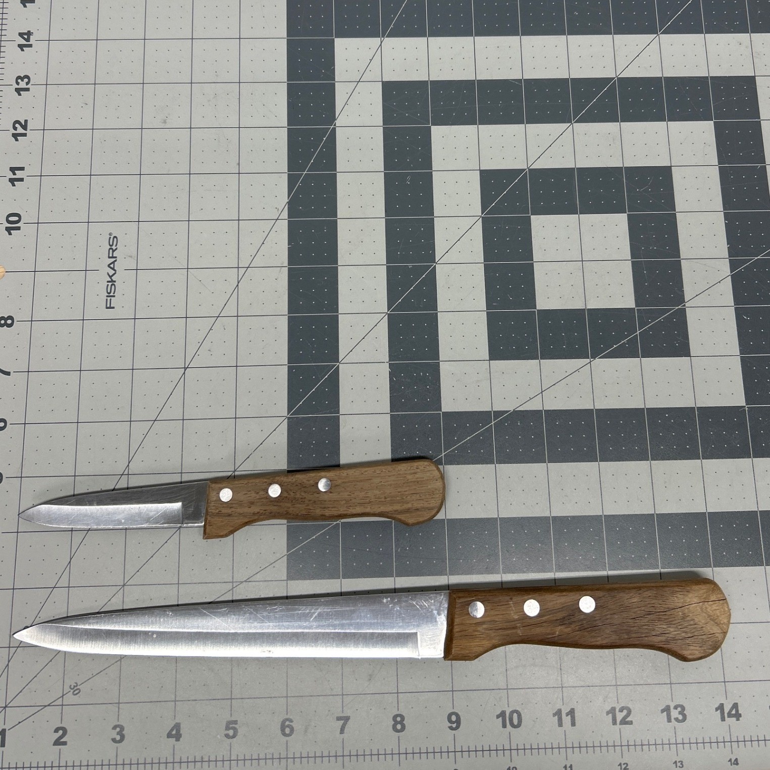 Kitchen Knife Set 2pc Brown Wood Handle Stainless Steel Japan