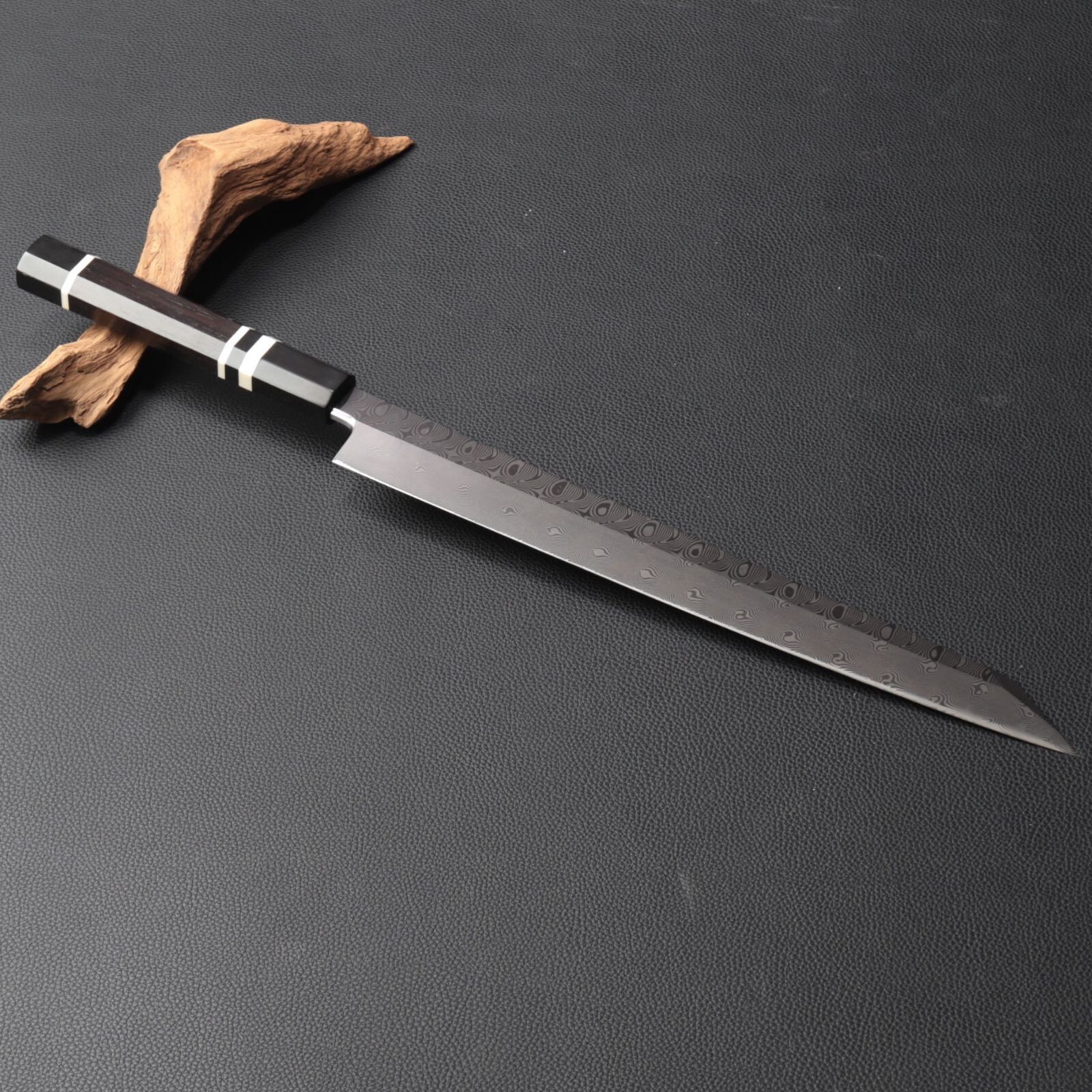 Damascus Yanagiba 330mm Japanese Sashimi Knife 105-Layers Stainless Steel Ebony