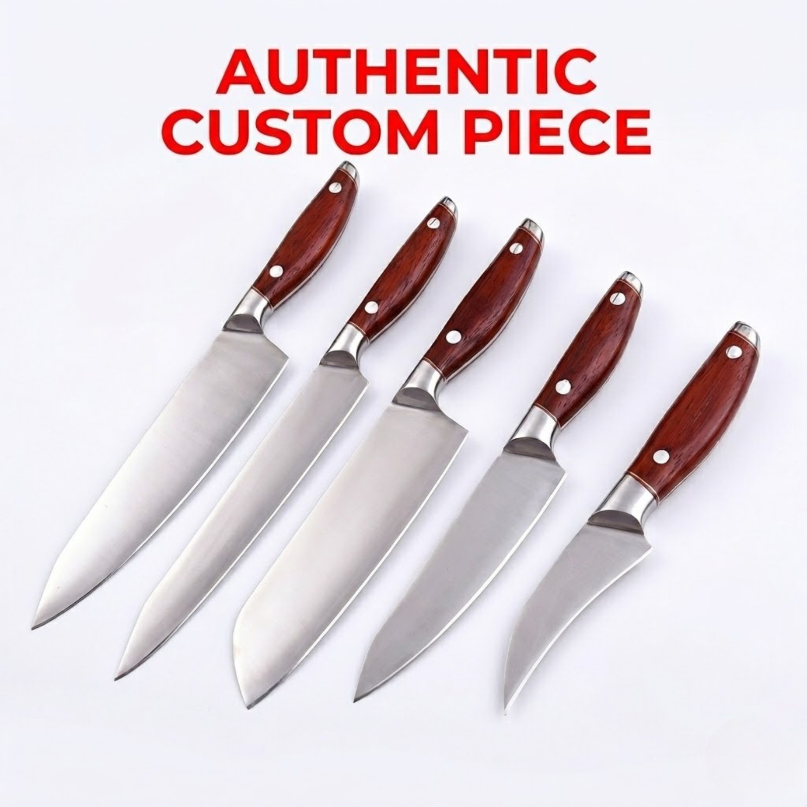 SK Customs American Craftsmanship 5pc Professional Chef Knife Set Rosewood
