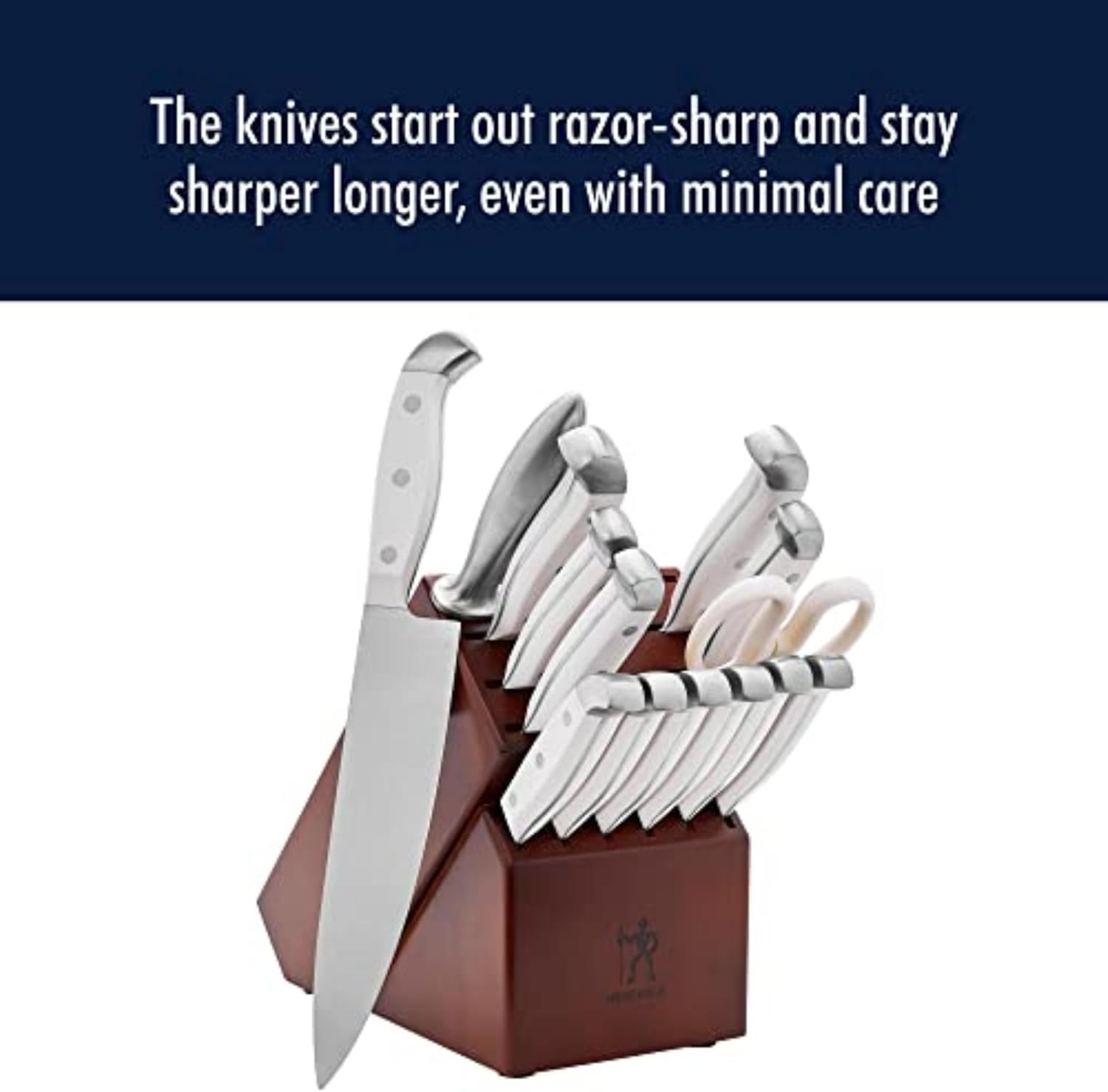 KITCHEN KNIFE SET 15-Piece with Block, German Engineered Steak Knives