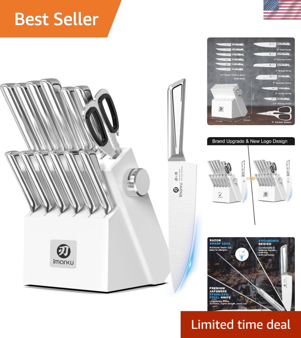 14-Piece High Carbon Stainless Steel Knife Set with Built-in Sharpener