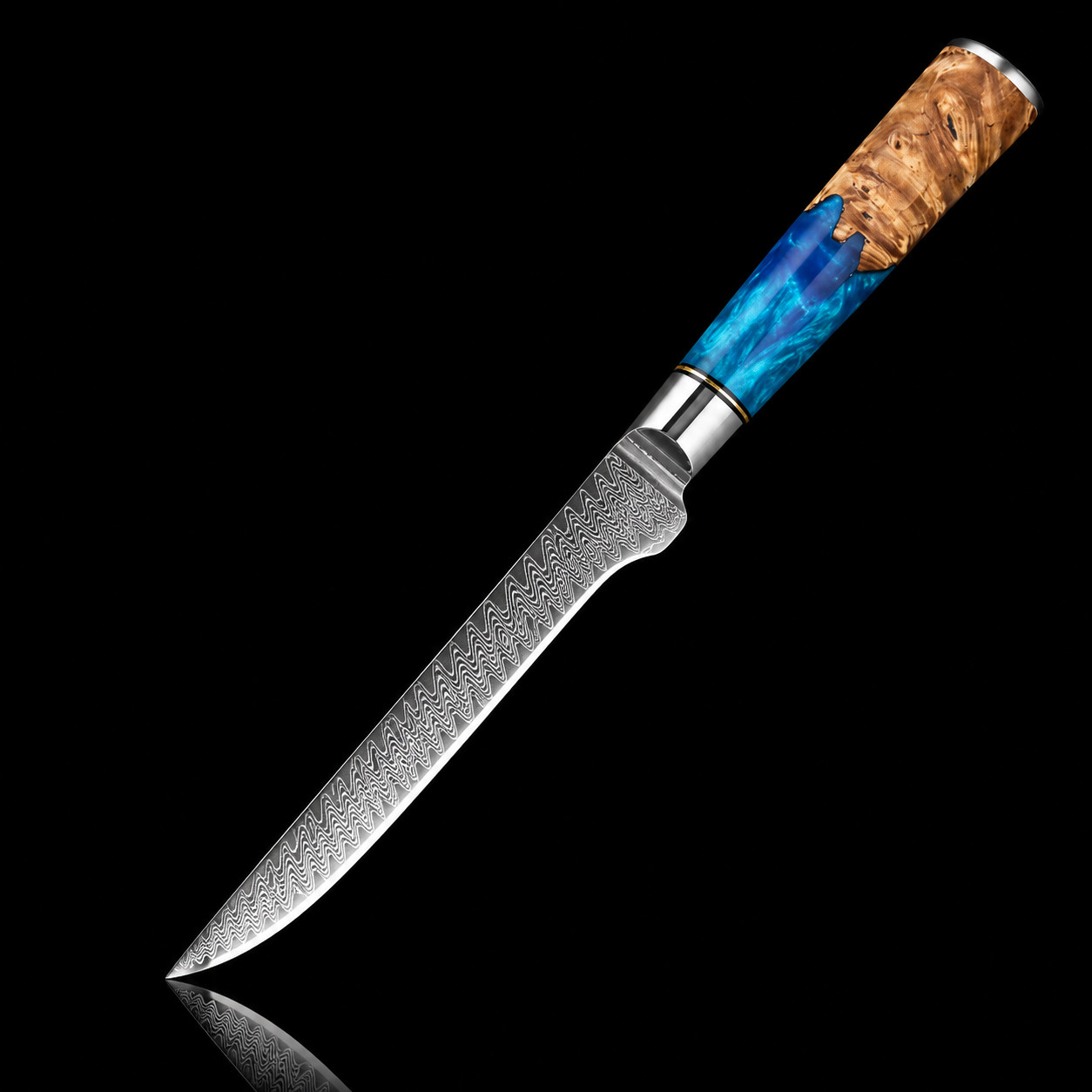 3-Piece Damascus Knife Set 67-Layer VG10 Japanese Kitchen Knives Blue Resin