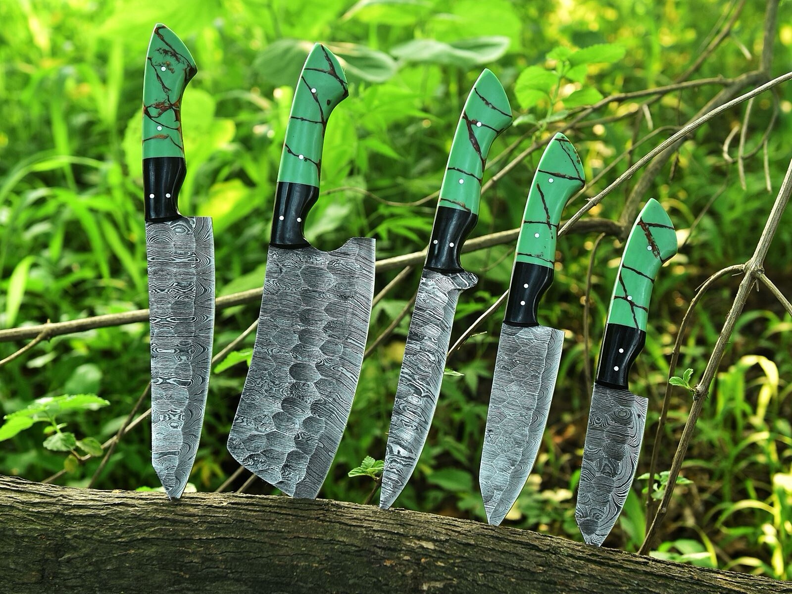 Custom Handmade Forged Damascus Blade Steak Chef Knife SET KITCHEN KNIVES 5pcs