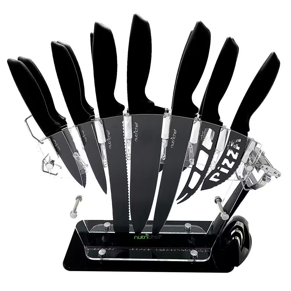 17-Piece Stainless Steel Precision Kitchen Knife Set with Block Stand
