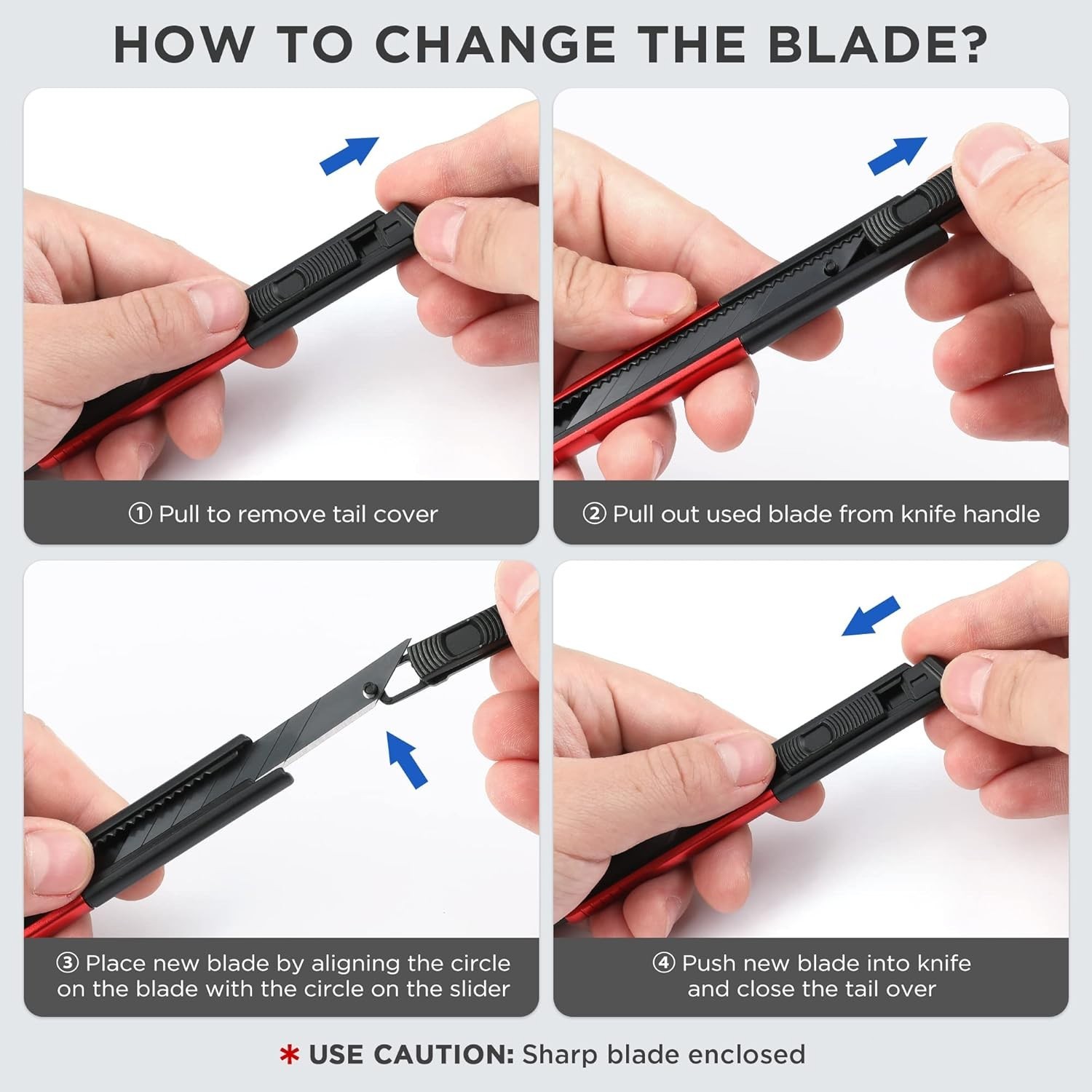 Utility Knife Heavy Duty Box Cutter Retractable Blade Set 5 Pack