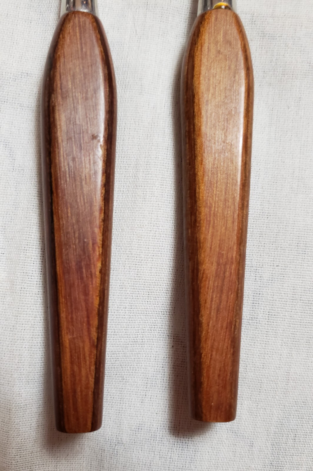 Fleetwood Stainless Steel Steak Knives (2) MCM Teak Wood Handles 8.5″ Long