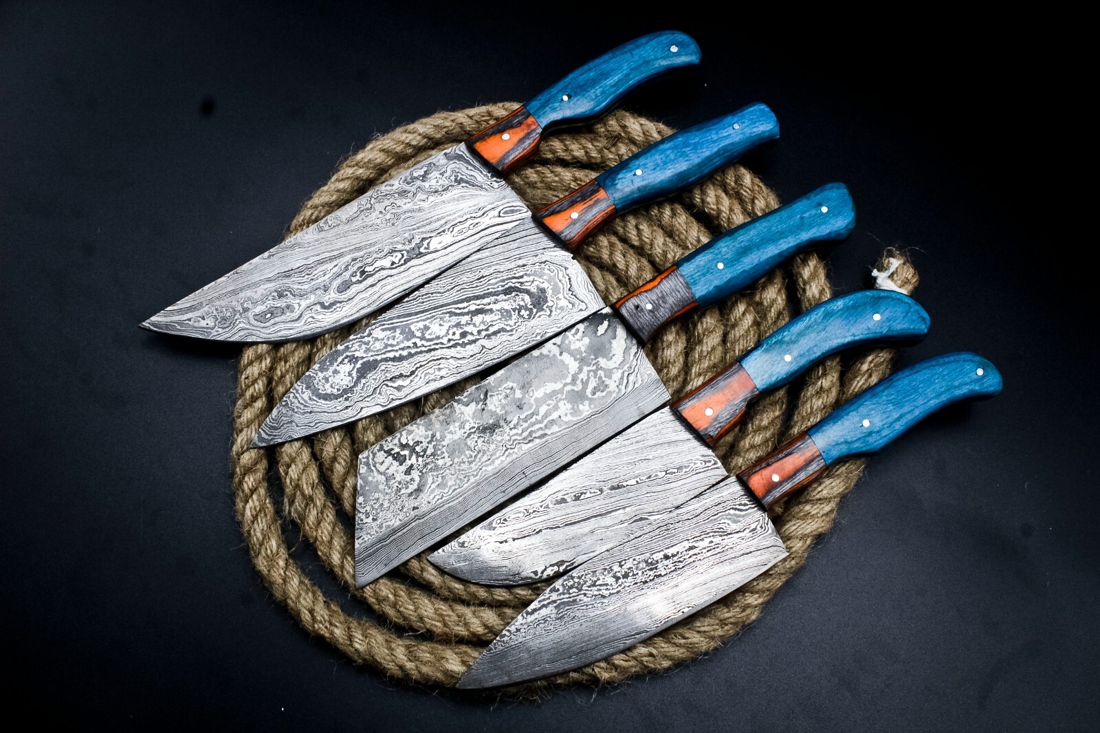 CUSTOM HANDMADE FORGED DAMASCUS STEEL CHEF KNIFE KITCHEN CHEF KNIVES SET