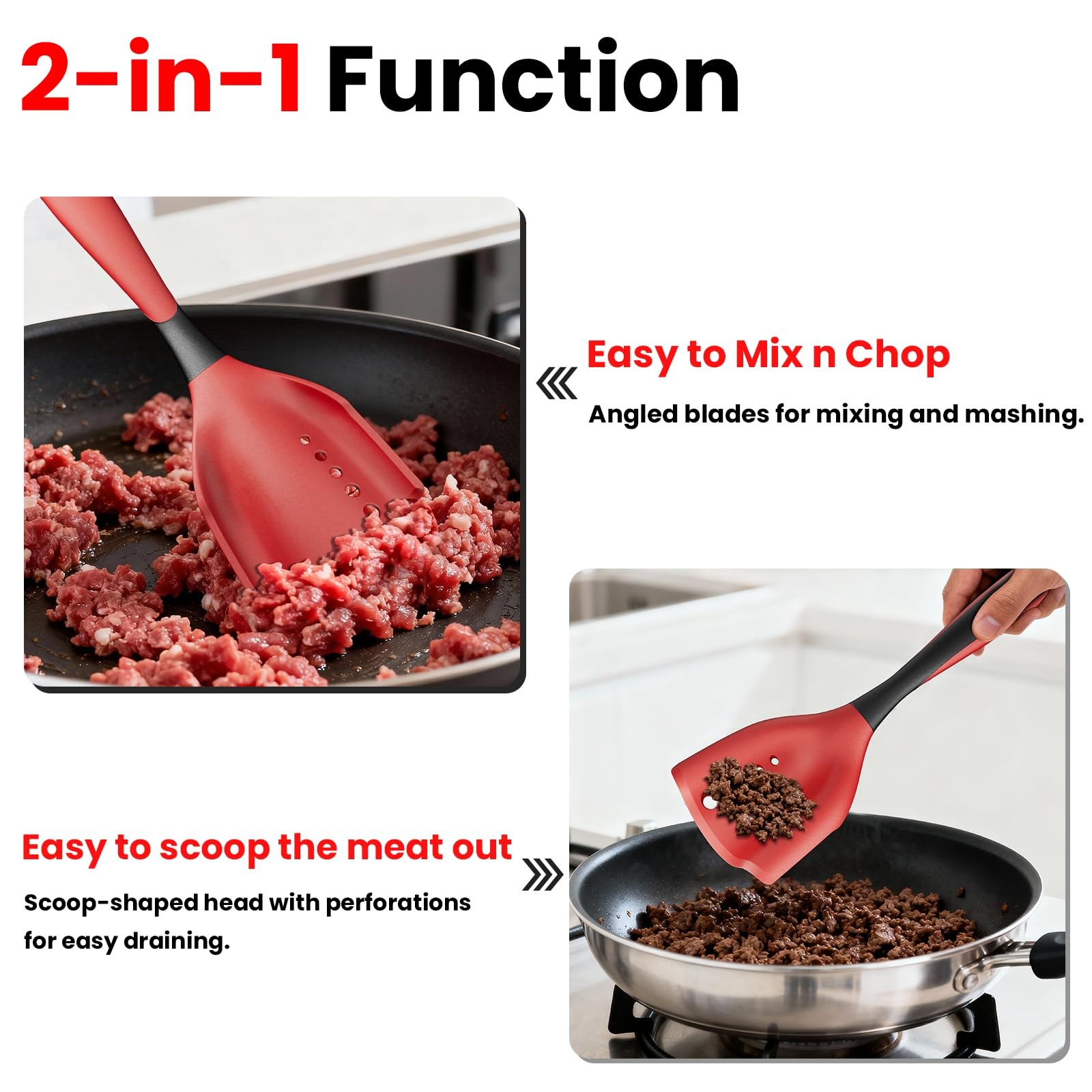 Meat Chopper Spatula Ground Beef Masher- 2Pack Heat Resistant Hamburger Smasher