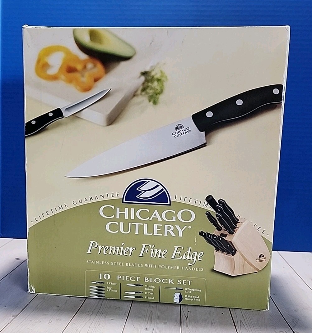 Chicago Cutlery Knife Block with 10 Knives Black Stainless Steel and Polymer