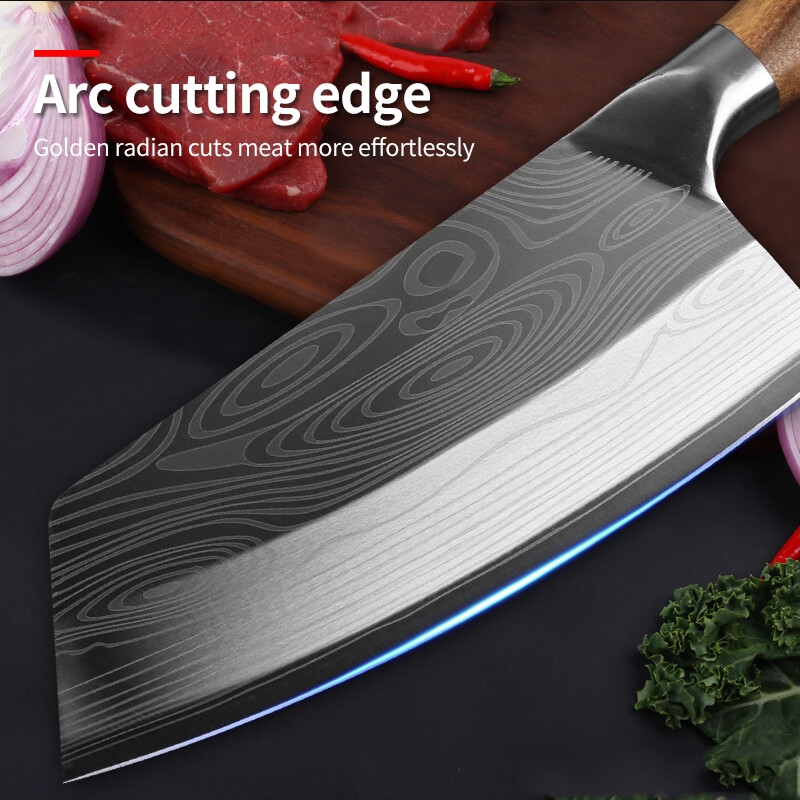 Stainless Steel Asian Chef Knife Kitchen Butcher Damascus Cleaver Chopping Meat