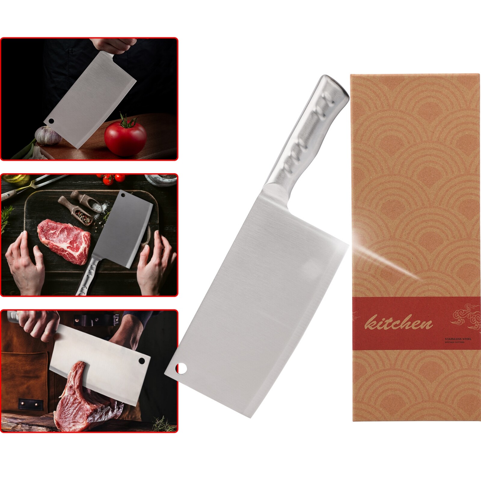 10″Professional Stainless Steel Meat Cleaver Knife Sharp Kitchen Butcher Chopper