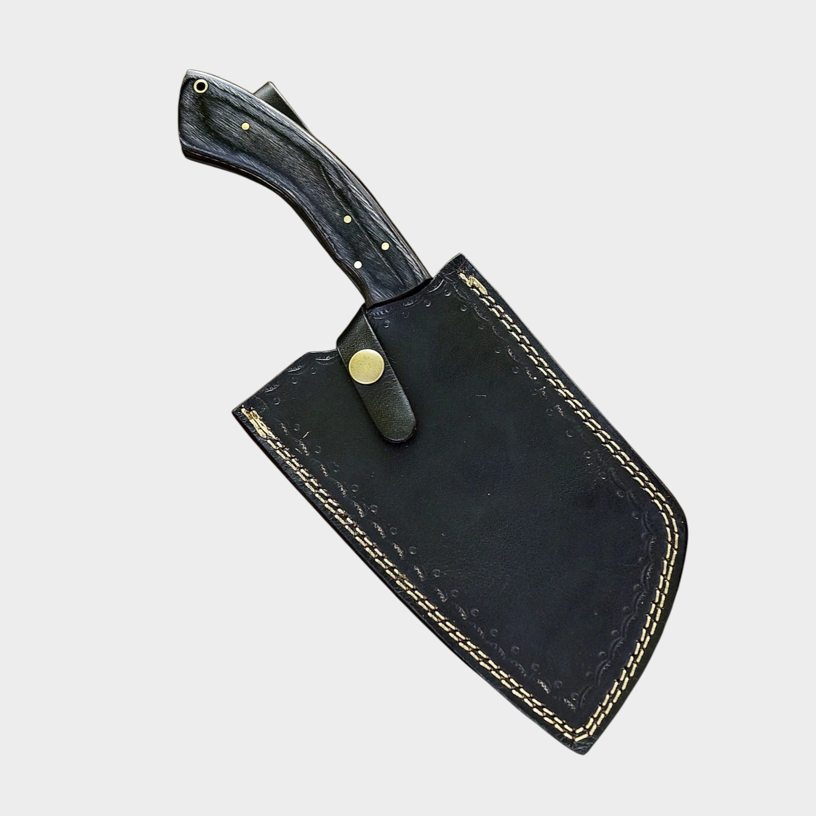 Damascus Cleaver Knife Shard Blade Hand Forged Butcher Meat Chopper Wood Sheath