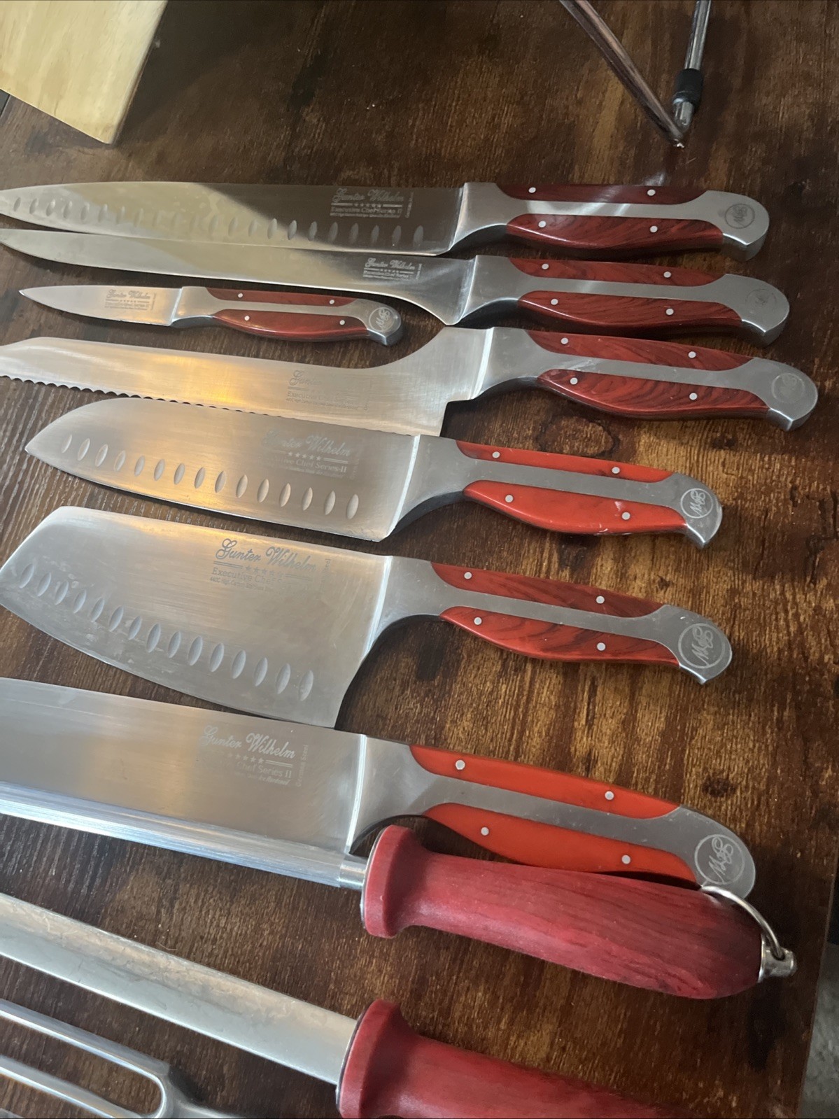 Gunter Wilhelm Executive Chef 10 Pc Knife Set Wood Block German Steel Cutlery