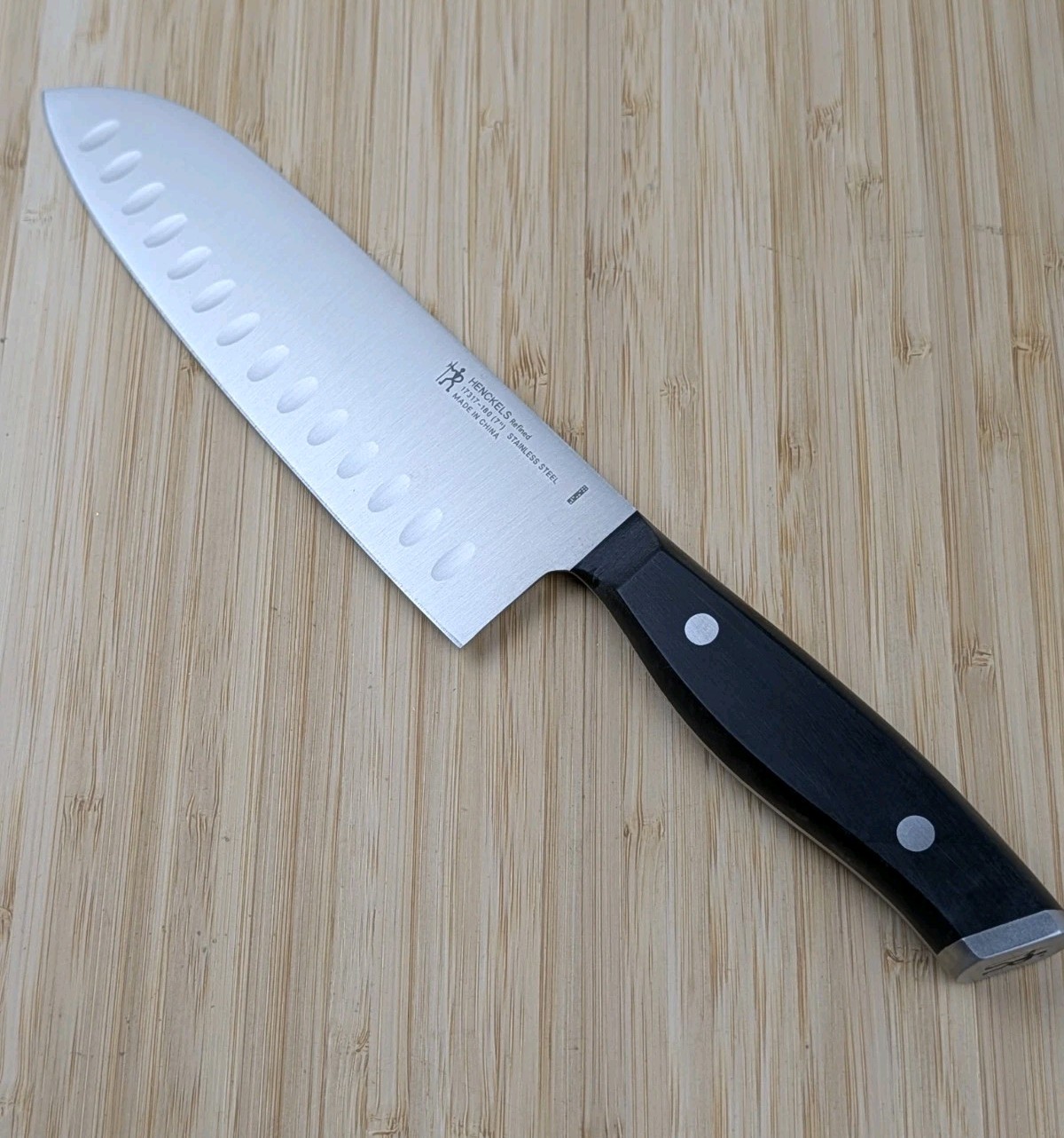 Henckels REFINED 7-in SANTOKU Knife, Stainless Steel, BLACK, 17317-180