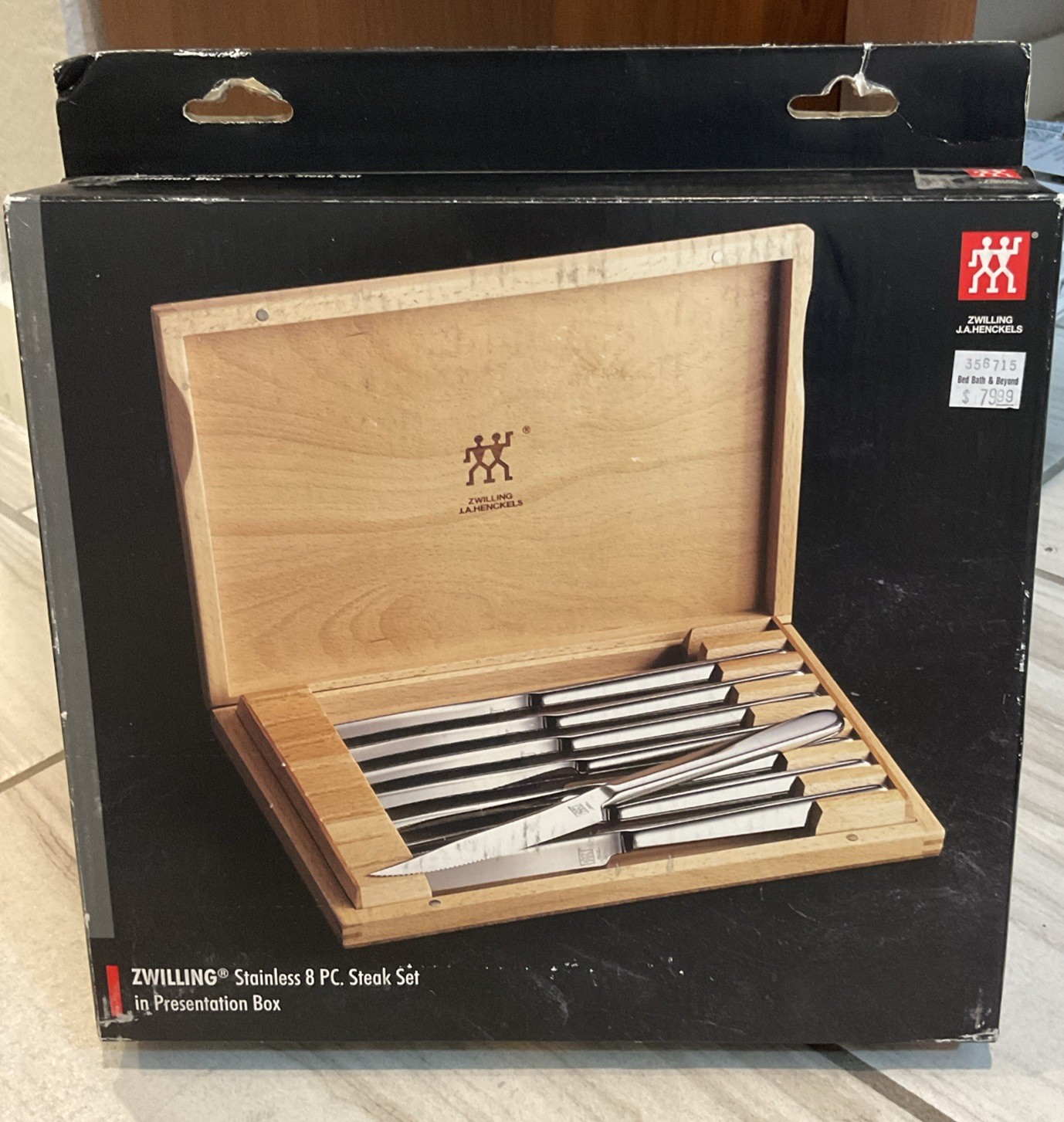 New ZWILLING J.A. HENCKELS Stainless Steel Steak Knife Set – 8 Piece With Box