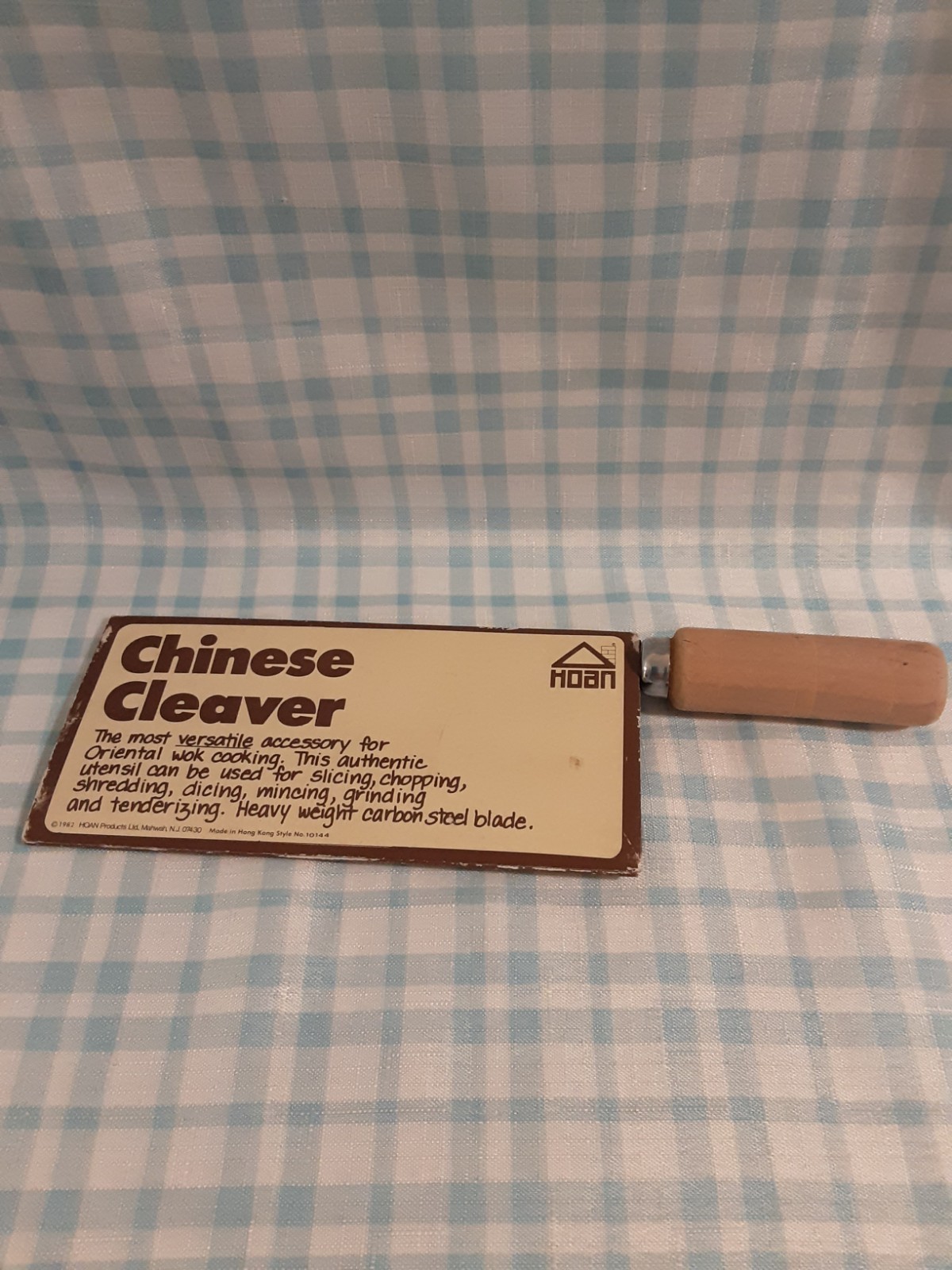 VTG HOAN Chinese Cleaver Knife #3 Carbon Steel W/Wood Handle ~ Some Wear ~ 1982